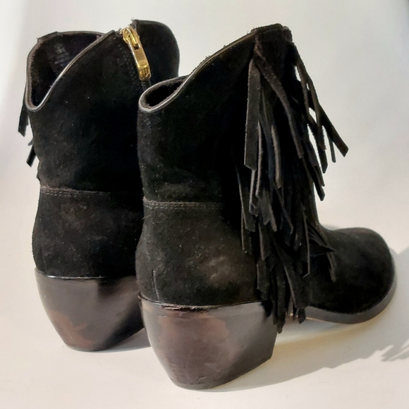 Vince Camuto black suede Celia fringed Western boot, sz 10, EUC - Picture 6 of 12
